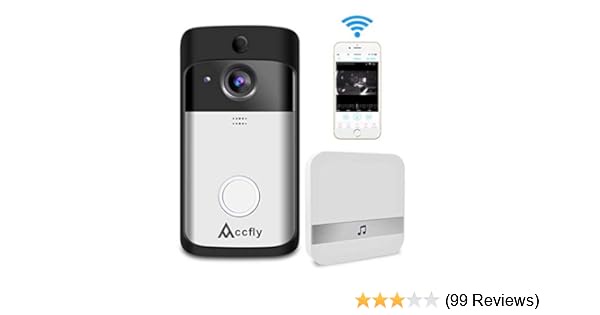 Video Doorbell Smart Wireless Home WiFi Security Camera Indoor Chime Built-in 16G Memory Storage 2-Way Talk Night Vision PIR Motion Detection APP Control for iOS Android Accfly: Amazon.co.uk: Electronics